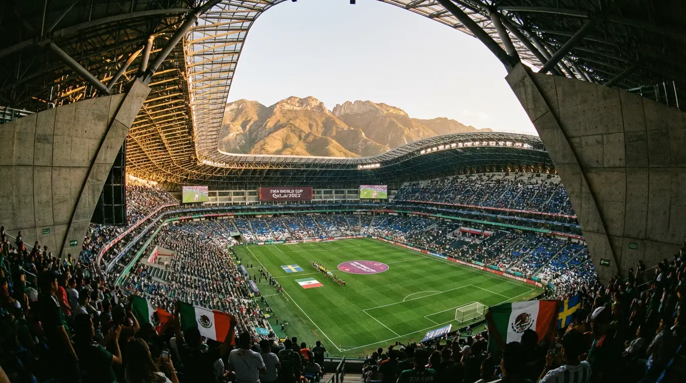 Estadio BBVA i Monterrey - arenan för Sverige vs Tunisien på VM 2026